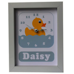 Stripey Cats Personalised Daisy Duck Framed Clock, 23 x 18cm, Blue